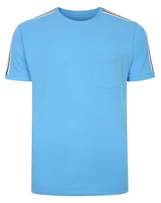 Bigdude gestreiftes Schulter-T-Shirt Hellblau